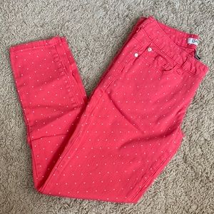 EUC Celebrity Pink Original Denim Hot Pink White Polka Dot Cropped Pants